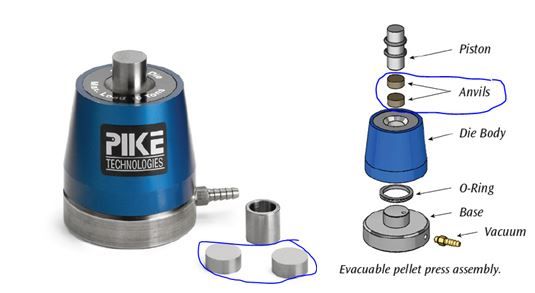 Зап части Spare anvils Evacuable Pellet Press 1/pk, PIKE-161-1903, Agilent