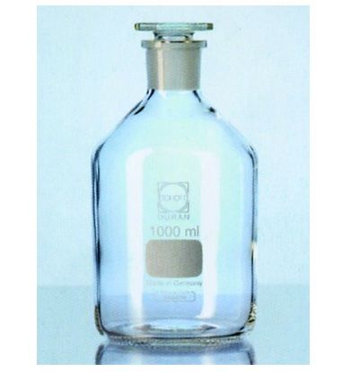 Склянка с узкой горловиной со шлифом и пробкой 250мл, D=72мм, цвет светлый, 231653601 Duran 9070414