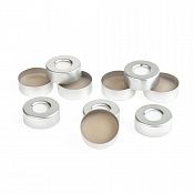 Крышки 20 mm Alum Crimp Cap (10mm hole)  20mm PTFE/White Sil Septa 3mm, 100pcs/pk, C0000196 ALWSCI