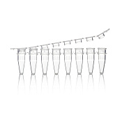 Пробирки в стрипах, 0.2 мл, 8-полос, прозрач, с прозрач плоск крышк, нестерил, 1250/уп, PK00191