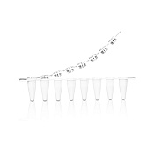 Пробирки в стрипах, 0.1 мл, 8-полос, белые, с прозрач круглой крышкой, нестерил, 1250/уп, PK00190