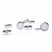 Крышки 20mm Open Top Alumin Crimp(10mm hole) with 20mm White PTFE/White Silicone 3mm. 100/pk, ALWSCI C0000198