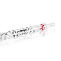 Серологические пипетки, 25 мл, пластик, стерил, индивид упак, красн маркер, 600/уп, PK00090 Pekybio