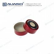 Крышки 20mm Open Top Bi-Metallic Crimp Cap (8mm hole) Red & Silver with 20mm Natural PTFE/Natural Silicone Septa 3mm Thick. 100pcs/pk, ALWSCI