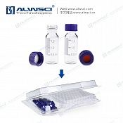 Виалы с крышками в штатив 2 mL Clear Glass 12x32mm 9-425 Screw PTFE/Red silic 1 mm 100pcs/pk, ALWSCI