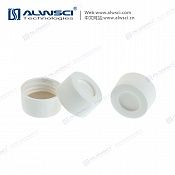 24-400 White Open Top PP Screw Cap Bonded with 22mm Natural PTFE/White Silicone Septa 3mm Thick. 100