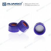 Крышки для виал, 9-425, пластиковые,  винтовые, с отверстием, септа белый PTFE/красный силикон, толщина 1 mm, UltraClean, 100/pk, C0001028 ALWSCI